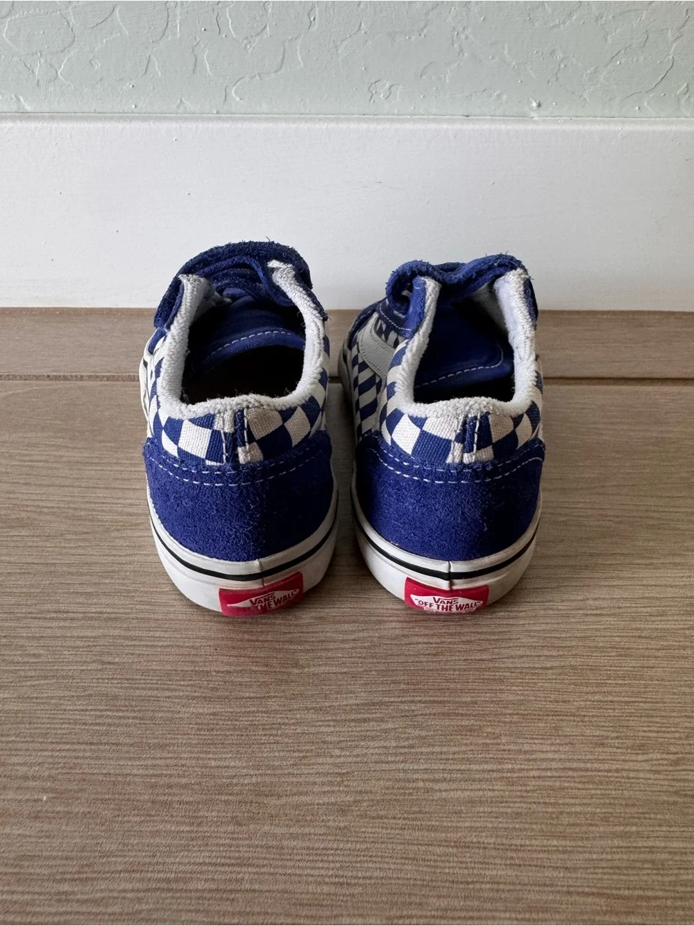 Vans Toddler Blue and White Checker Velcro Shoes